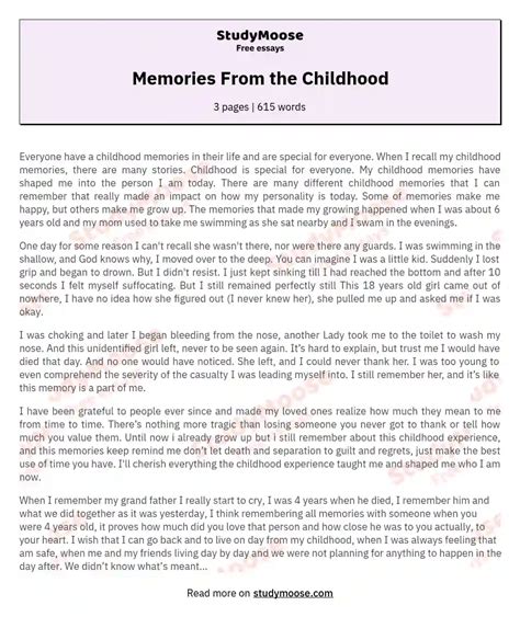 Childhood is the happiest time essay